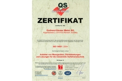 Zertifikat Umweltmanagementsystem EN ISO 14001:2015