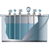 Graphique d'un réservoir de stockage de GNL avec instrumentation de jaugeage de cuves
