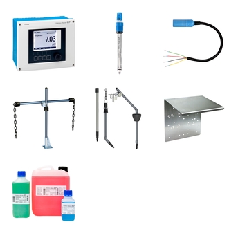 pH measuring point with glass sensor for wastewater applications