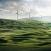 Éoliennes dans des champs verdoyants