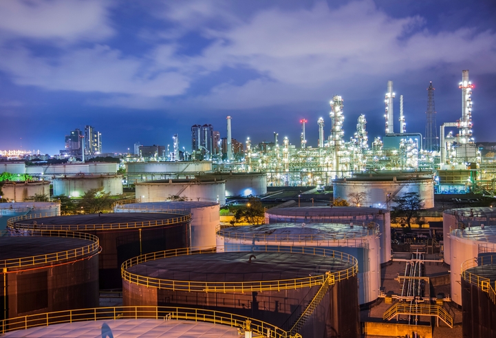 Oil plant by night