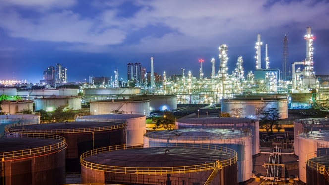 Oil plant by night