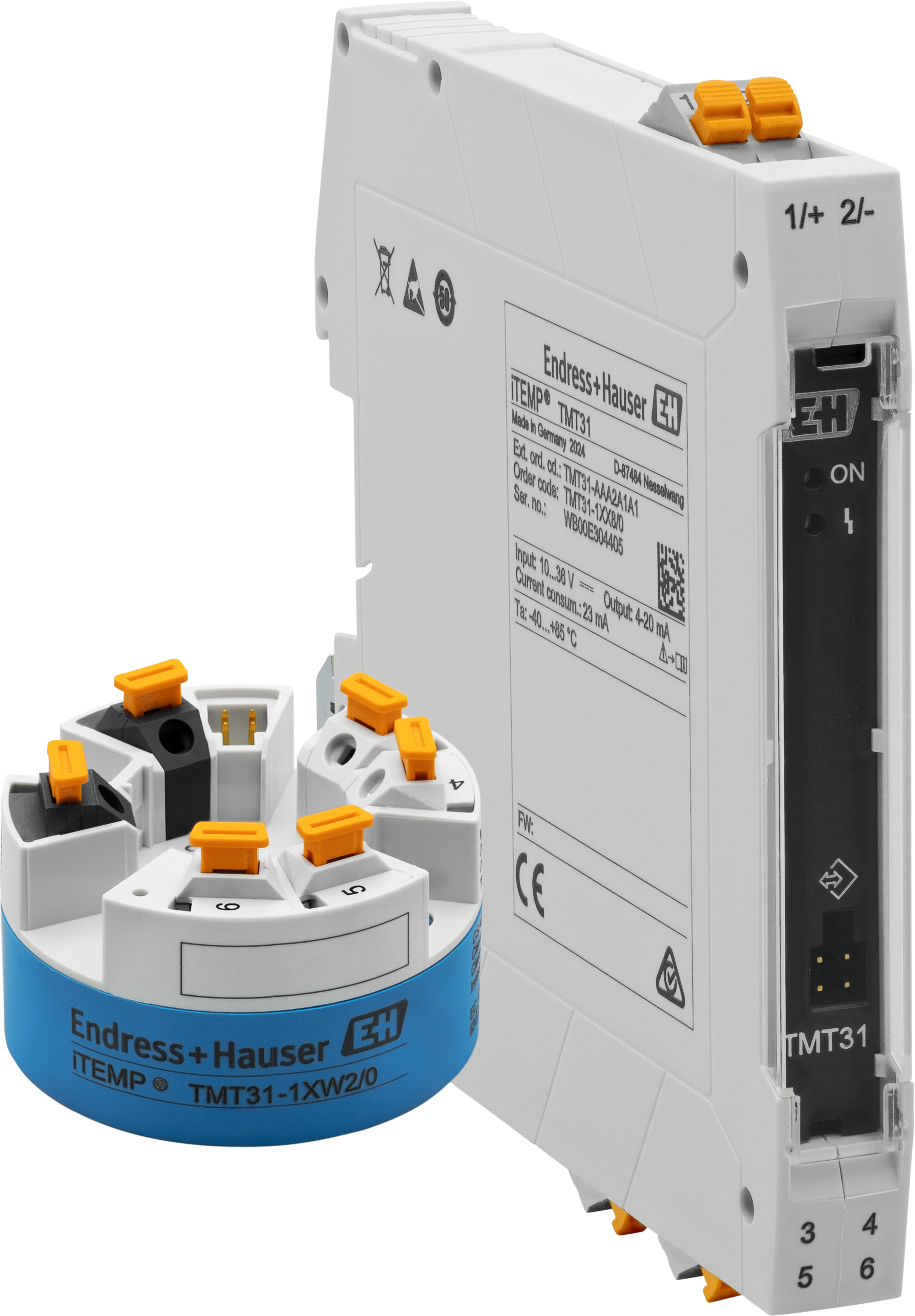 4-20 mA temperature transmitter as head or DIN rail device